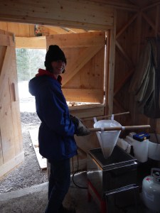 Patience is required using this method of filtering sap.  Patience, and strong arms.